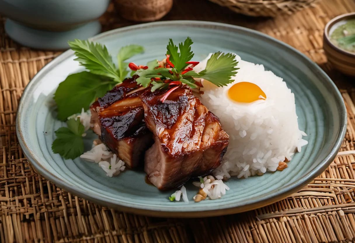 Sticky Rice with Grilled Pork (ข้าวเหนียวหมูปิ้ง)